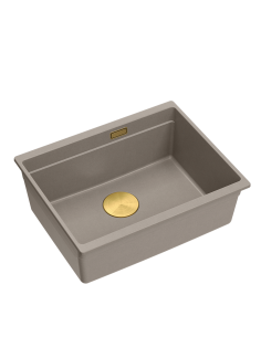 LOGAN 100 GraniteQ soft taupe 59,5x45,1x21,5 cm 1-bowl undermount sink with manual siphon / gold - 1