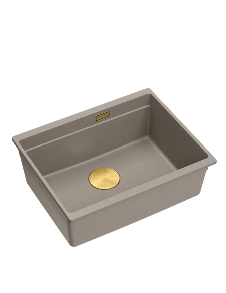 LOGAN 100 GraniteQ soft taupe 59,5x45,1x21,5 cm 1-bowl undermount sink with manual siphon / gold - 1