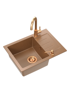 ART MORGAN 210 (O51x20) GraniteQ Art Gold Black Pearl with manual siphon, mixer tap Maggie and dispenser - black pearl gold - 1
