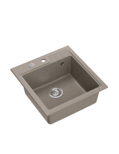 PETER 110 GraniteQ soft taupe, with manual siphon and plug - 1