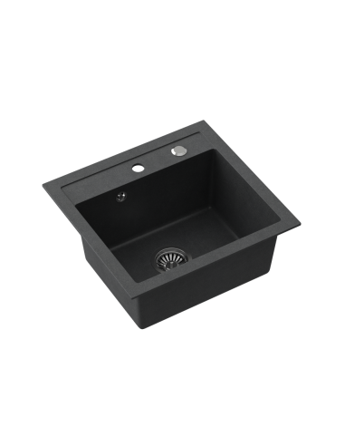 JOHNNY 110 GraniteQ black dotted, with manual siphon and plug - 1
