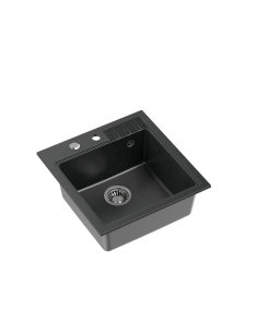 PETER 110 GraniteQ black dotted, with manual siphon and plug - 1