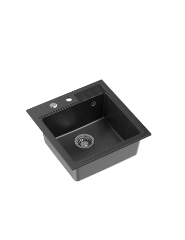 PETER 110 GraniteQ black dotted, with manual siphon and plug - 1