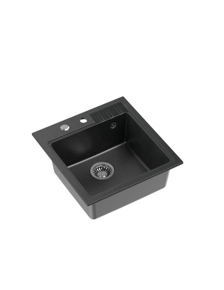 PETER 110 GraniteQ black dotted, with manual siphon and plug - 1