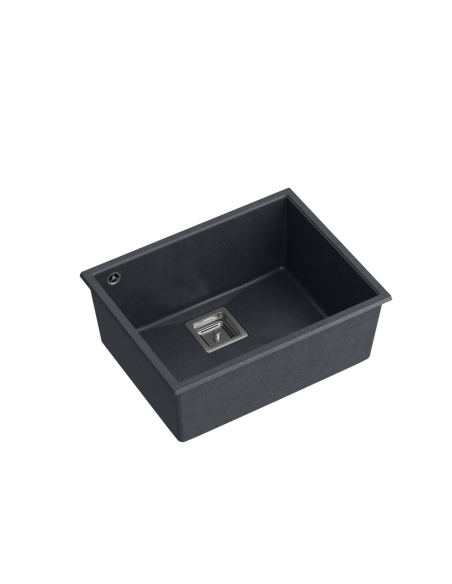 DAVID 50 1-bowl undermount sink with square waste + save space siphon / black diamond / steel elements - 1