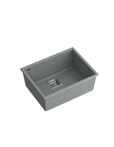 DAVID 50 1-bowl undermount sink with square waste + save space siphon / silver stone / steel elements - 1