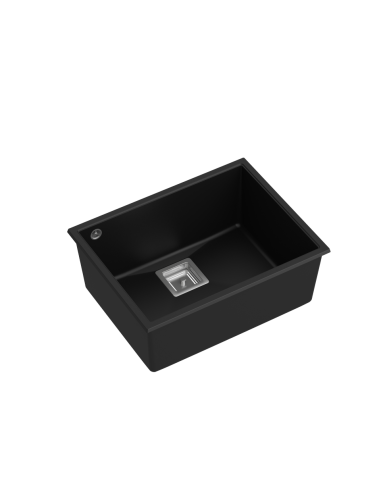 DAVID 50 1-bowl undermount sink with square waste + save space siphon / pure carbon / steel elements - 1