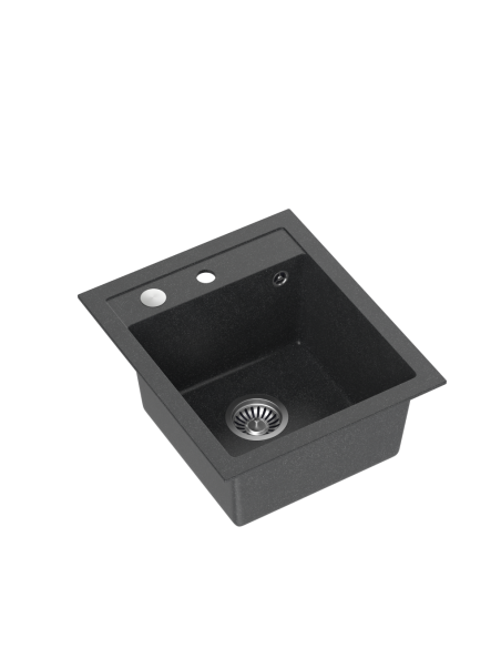 JOHNNY 100 GraniteQ black dotted, with manual siphon and plug - 1