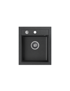 JOHNNY 100 GraniteQ black dotted, with manual siphon and plug - 1 2