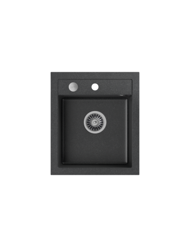 JOHNNY 100 GraniteQ black dotted, with manual siphon and plug - 2