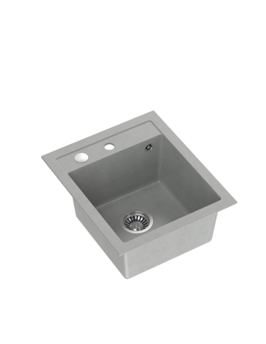 JOHNNY 100 GraniteQ silver stone, with manual siphon and plug - 1