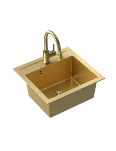 ART JOHNNY 110 Art Gold with manual siphon, mixer tap Naomi and dispenser - gold - 1 2