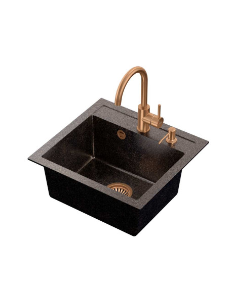 ART JOHNNY 110 Art Copper Black Pearl with manual siphon, mixer tap Naomi and dispenser - black pearl copper - 1