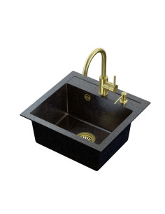 ART JOHNNY 110 Art Gold Black Pearl with manual siphon, mixer tap Naomi and dispenser - black pearl gold - 1