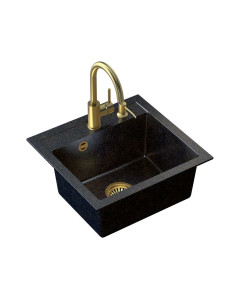 ART JOHNNY 110 Art Gold Black Pearl with manual siphon, mixer tap Naomi and dispenser - black pearl gold - 1 2