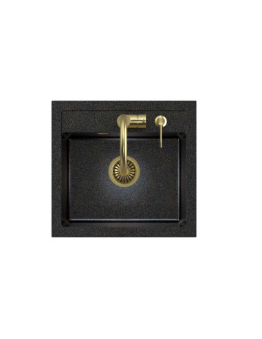 ART JOHNNY 110 Art Gold Black Pearl with manual siphon, mixer tap Naomi and dispenser - black pearl gold - 3