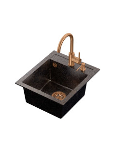 JOHNNY 100 Art Copper Black Pearl with manual siphon, mixer tap Naomi and dispenser - black pearl copper - 1