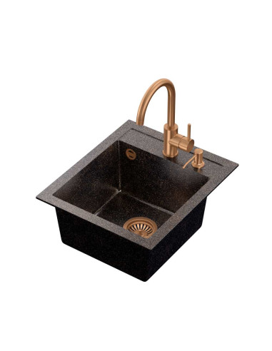 JOHNNY 100 Art Copper Black Pearl with manual siphon, mixer tap Naomi and dispenser - black pearl copper - 1