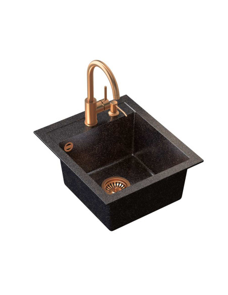 JOHNNY 100 Art Copper Black Pearl with manual siphon, mixer tap Naomi and dispenser - black pearl copper - 2