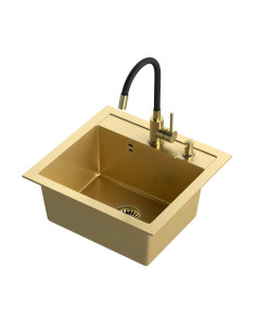 ART JOHNNY 110 Art Gold with manual siphon, mixer tap Maggie and dispenser - gold - 1