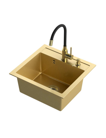 ART JOHNNY 110 Art Gold with manual siphon, mixer tap Maggie and dispenser - gold - 1