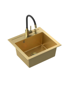 ART JOHNNY 110 Art Gold with manual siphon, mixer tap Maggie and dispenser - gold - 1 2