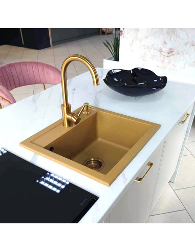 ART JOHNNY 110 Art Gold with manual siphon, mixer tap Maggie and dispenser - gold - 4
