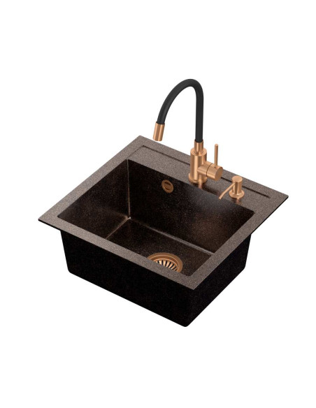ART JOHNNY 110 Art Copper Black Pearl with manual siphon, mixer tap Maggie and dispenser - black pearl copper - 1