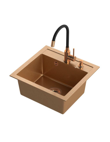 ART JOHNNY 110 Art Copper with manual siphon, mixer tap Maggie and dispenser - copper - 1