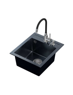 ART JOHNNY 100 Art Silver Black Pearl with manual siphon, mixer tap Maggie and dispenser - black pearl silver - 1