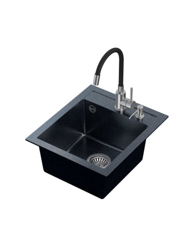 ART JOHNNY 100 Art Silver Black Pearl with manual siphon, mixer tap Maggie and dispenser - black pearl silver - 1