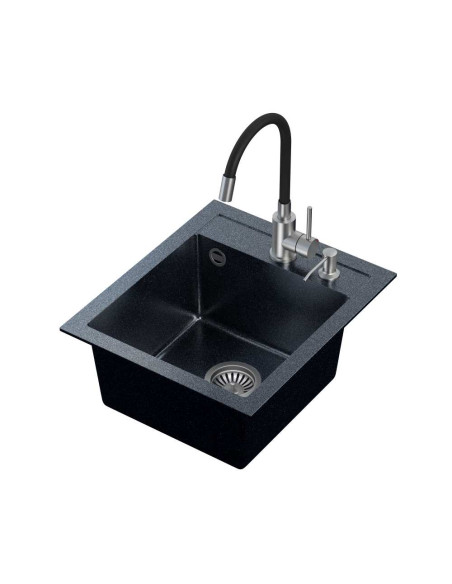 ART JOHNNY 100 Art Silver Black Pearl with manual siphon, mixer tap Maggie and dispenser - black pearl silver - 1