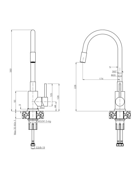 ART JOHNNY 100 Art Silver Black Pearl with manual siphon, mixer tap Maggie and dispenser - black pearl silver - 4