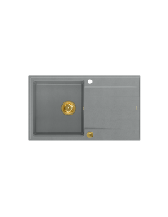 EVAN 111 + nano PVD 1-bowl inset sink with drainer + save space siphon PVD colour / silver stone / gold elements - 1 2