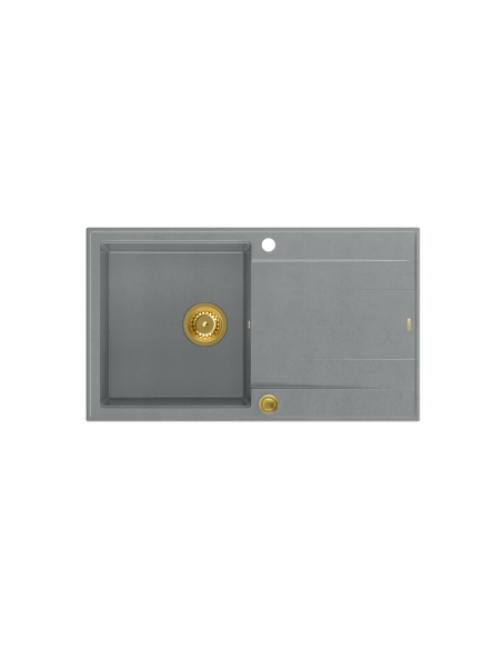 EVAN 111 + nano PVD 1-bowl inset sink with drainer + save space siphon PVD colour / silver stone / gold elements - 2