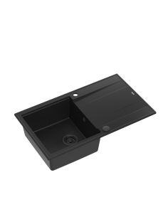 EVAN 111 1-bowl inset sink with drainer + save space siphon / pure carbon / steel elements - 1
