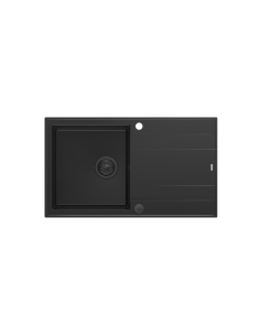 EVAN 111 1-bowl inset sink with drainer + save space siphon / pure carbon / steel elements - 1 2