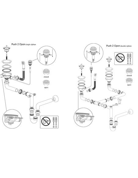 EVAN 156 1,5-bowl inset sink with drainer + Push-2-Open siphon PVD color snow white / copper elements - 3