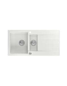 EVAN 156 1,5 bowl + Push-2-Open siphon steel / snow white / steel elements - 1 2