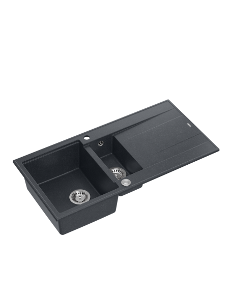 EVAN 156 1,5-bowl + Push-2-Open siphon steel / black diamond / steel elements - 1