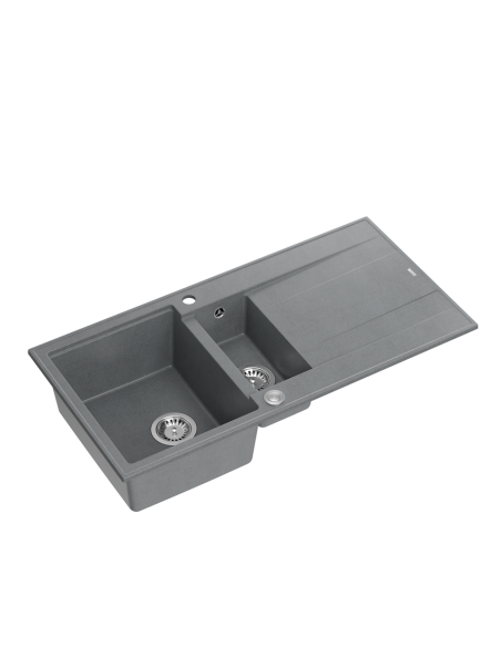 EVAN 156 1,5-bowl + Push-2-Open siphon steel / silver stone / steel elements - 1