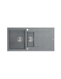 EVAN 156 1,5-bowl + Push-2-Open siphon steel / silver stone / steel elements - 1 2