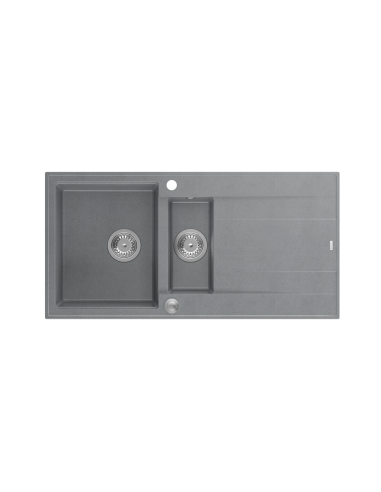 EVAN 156 1,5-bowl + Push-2-Open siphon steel / silver stone / steel elements - 2