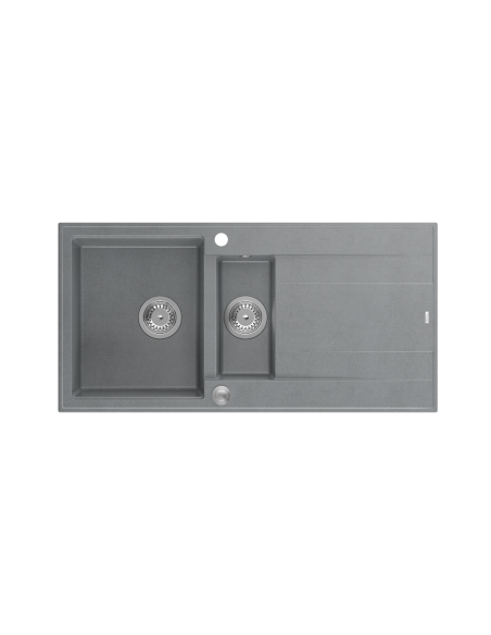 EVAN 156 1,5-bowl + Push-2-Open siphon steel / silver stone / steel elements - 2