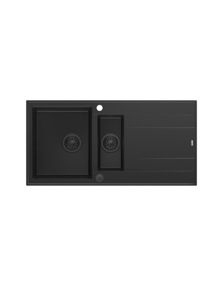 EVAN 156 GraniteQ 1,5-bowl inset sink with drainer + Push-2-Open siphon pure carbon /pure carbon elements - 2