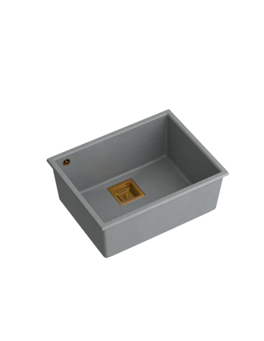 DAVID 50 + nano PVD 1-bowl undermount sink with square waste + save space siphon PVD colour / silver stone / copper elements - 1