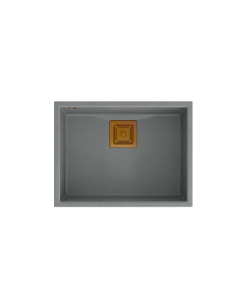 DAVID 50 + nano PVD 1-bowl undermount sink with square waste + save space siphon PVD colour / silver stone / copper elements - 1 2