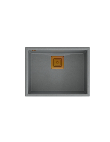 DAVID 50 + nano PVD 1-bowl undermount sink with square waste + save space siphon PVD colour / silver stone / copper elements - 2