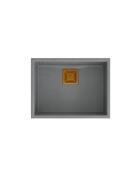 DAVID 50 + nano PVD 1-bowl undermount sink with square waste + save space siphon PVD colour / silver stone / copper elements - 2