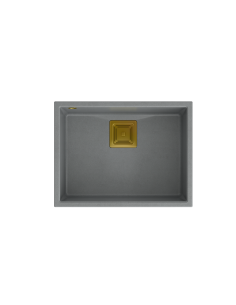 DAVID 50 + nano PVD 1-bowl undermount sink with square waste + save space siphon PVD colour / silver stone / gold elements - 1 2